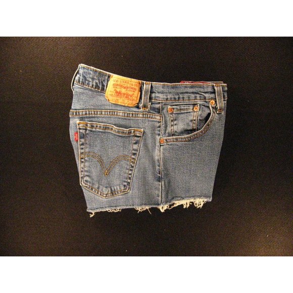 LEVIS Womans 550 CUTOFF JEAN SHORTS 8M  27 W Blue Denim Daisy Duke Stretch - Picture 3 of 12